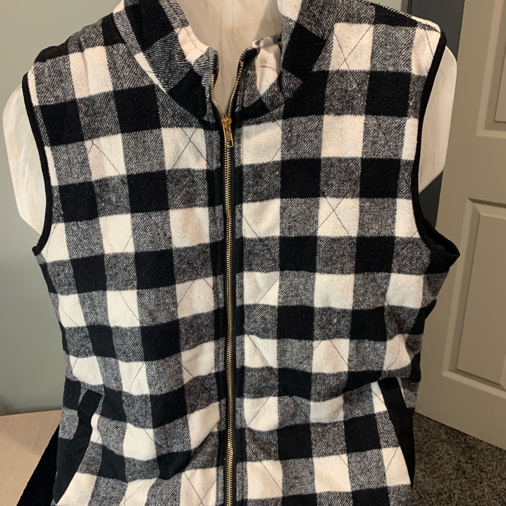 Black and White Quilted Checkered Vest